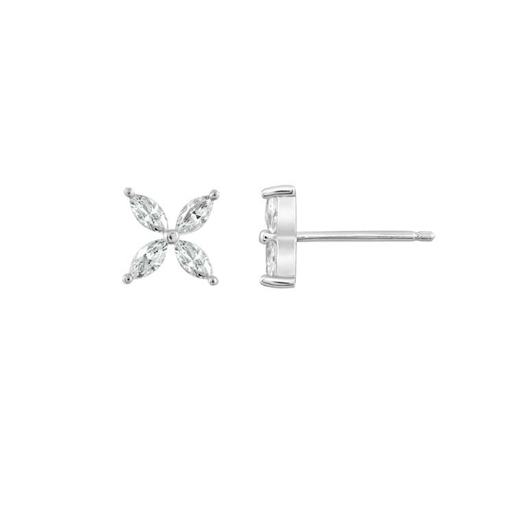 White Cubic Zirconia Platinum Over Sterling Silver Earrings 0.80ctw