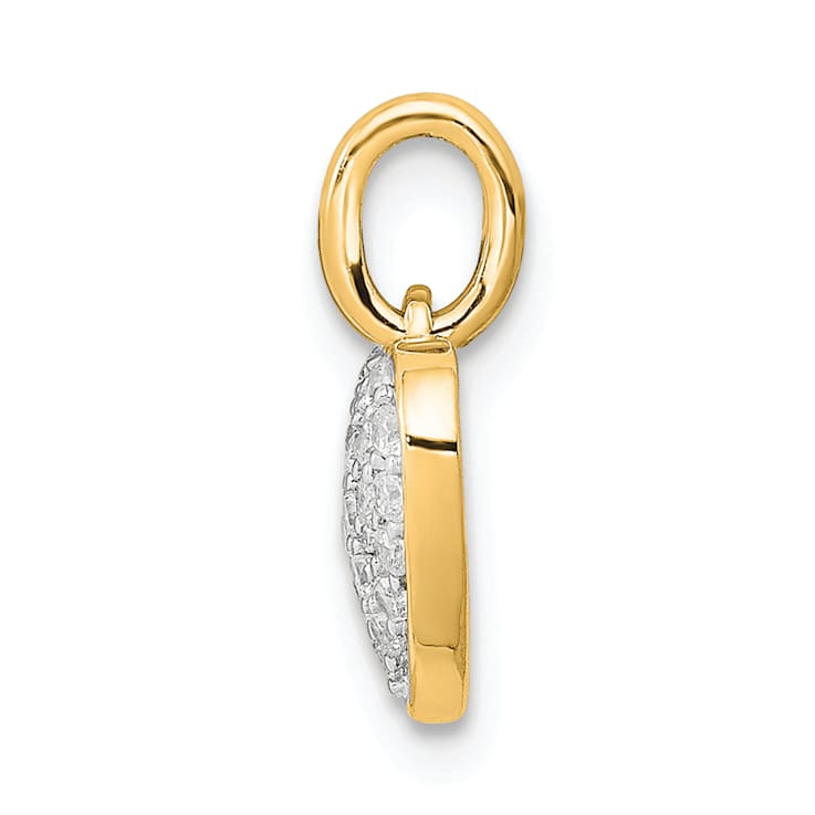 14k Yellow Gold and Rhodium Over 14k Yellow Gold Diamond Heart Pendant