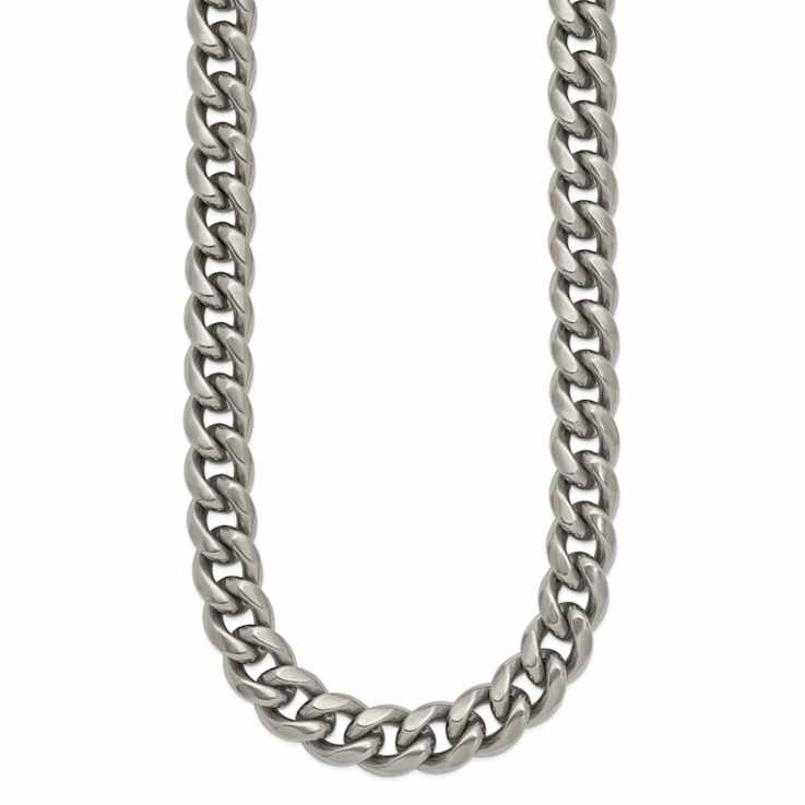 Titanium 10mm Solid Polished Curb 24 Inch Chain