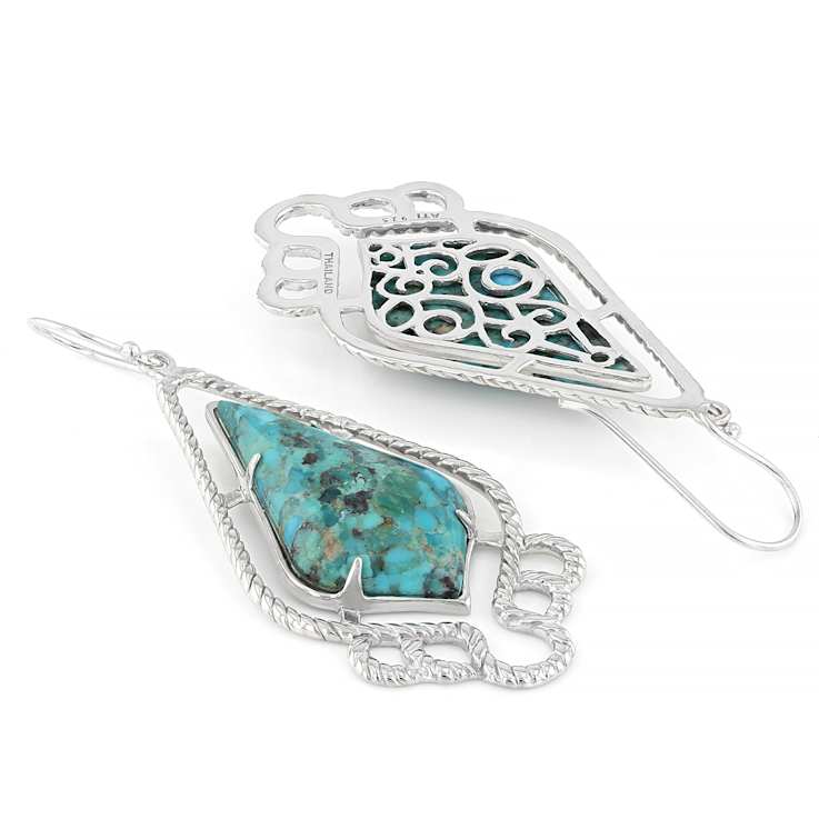 Turquoise Sterling Silver Dangle Earrings 27.5x15.2mm