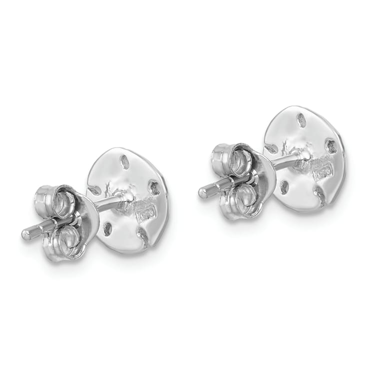 Rhodium Over Sterling Silver Polished Sand Dollar Post Earrings