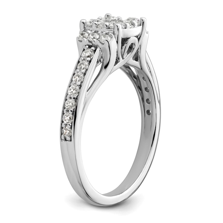 Rhodium Over 14K White Gold Lab Grown Diamond VS/SI GH, Cluster Ring 0.739ctw