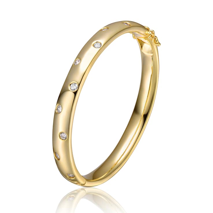 Starry Galaxy CZ Bangle Bracelet In 14K Gold Over Brass