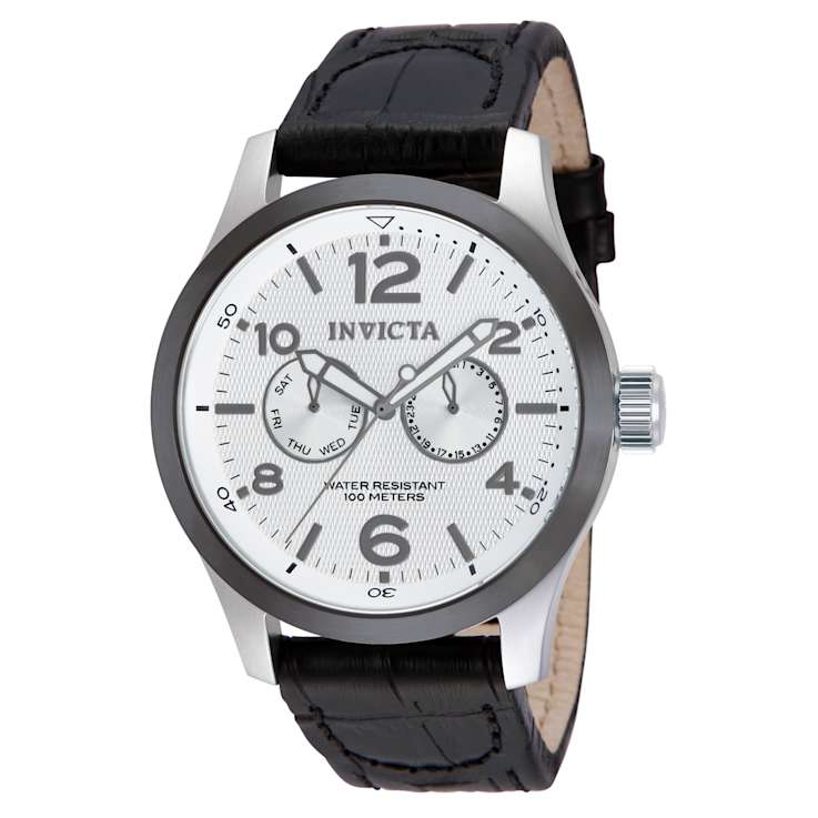 Invicta I-Force 48mm White Dial Leather Band Quartz Watch