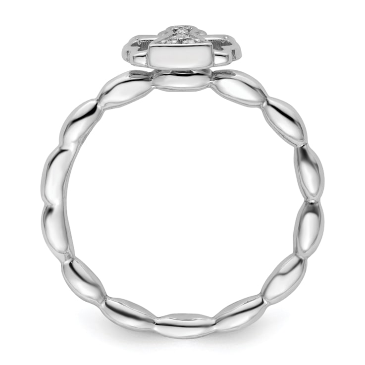 Sterling Silver Stackable Expressions Polished Diamond Angel with Halo
Ring 0.025ctw