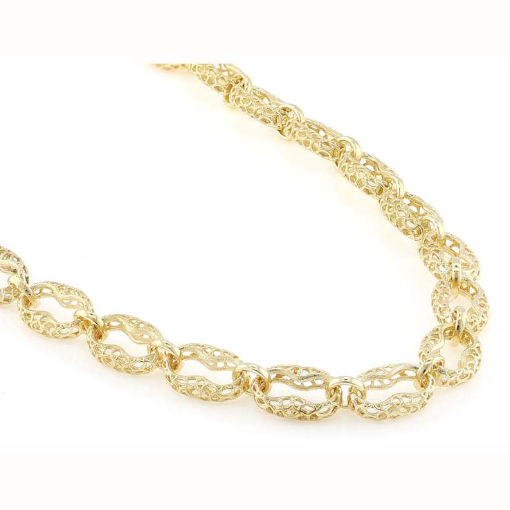 Turkish Mariner Chain Necklace In 18K Gold Over Sterling Silver 8mm 16 Inch