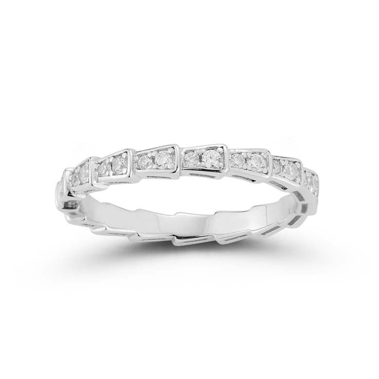 Sterling Statements Rhodium Over Sterling Silver CZ Serpent Scale Band Ring