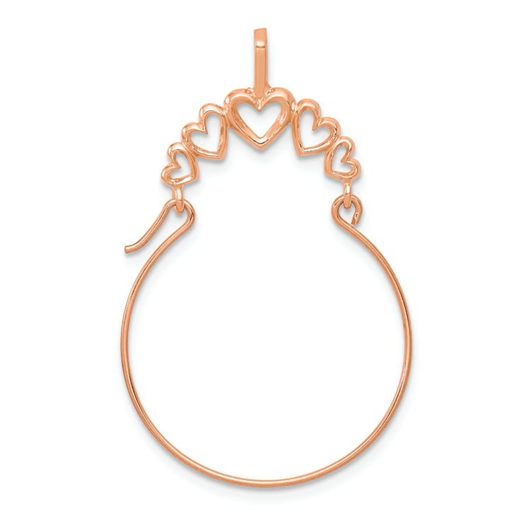 14K Rose Gold Polished 5-Heart Charm Holder