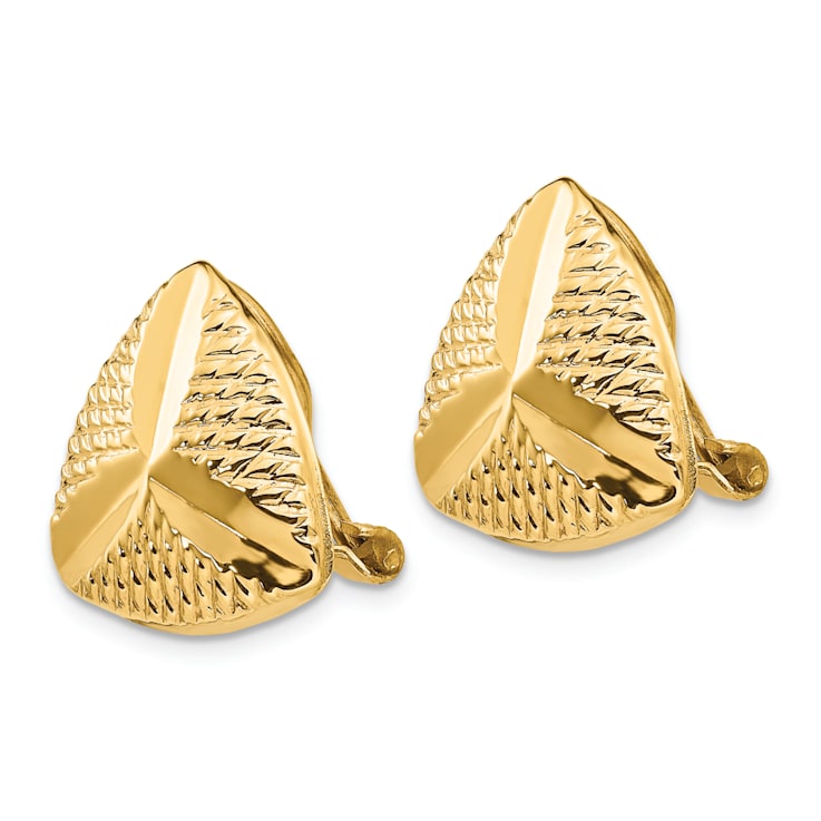 14k Yellow Gold Textured Non-pierced Fancy Stud Earrings