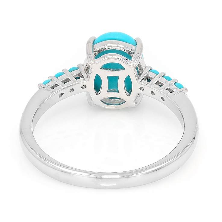 Turquoise Round And Oval Ring In Platinum Over Sterling Silver