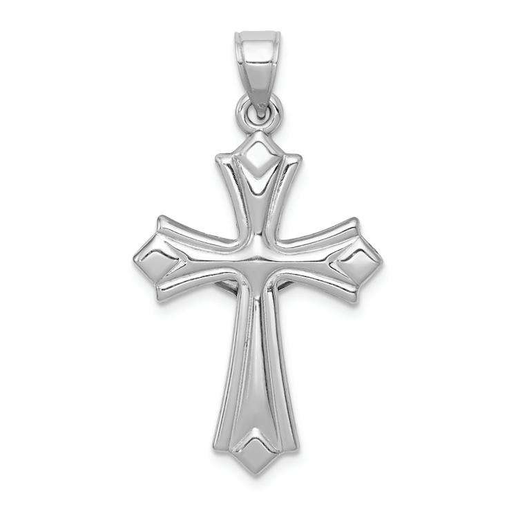 Rhodium Over 14k White Gold Reversible Crucifix Pendant