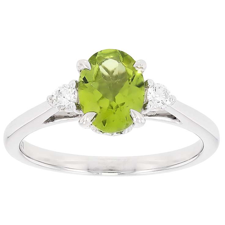 Peridot And Lab-Grown Diamond Three-Stone Ring In Sterling Silver