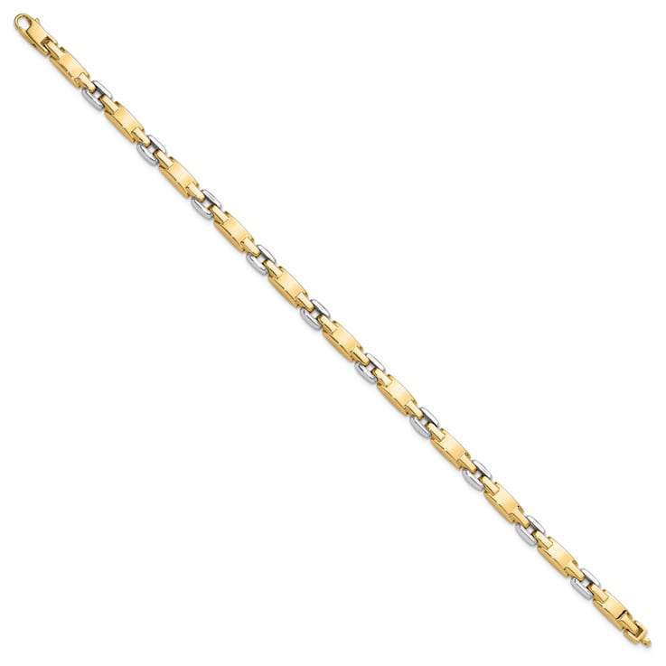 14k Yellow Gold and 14k White Gold 4.8mm Polished Fancy Link Bracelet
