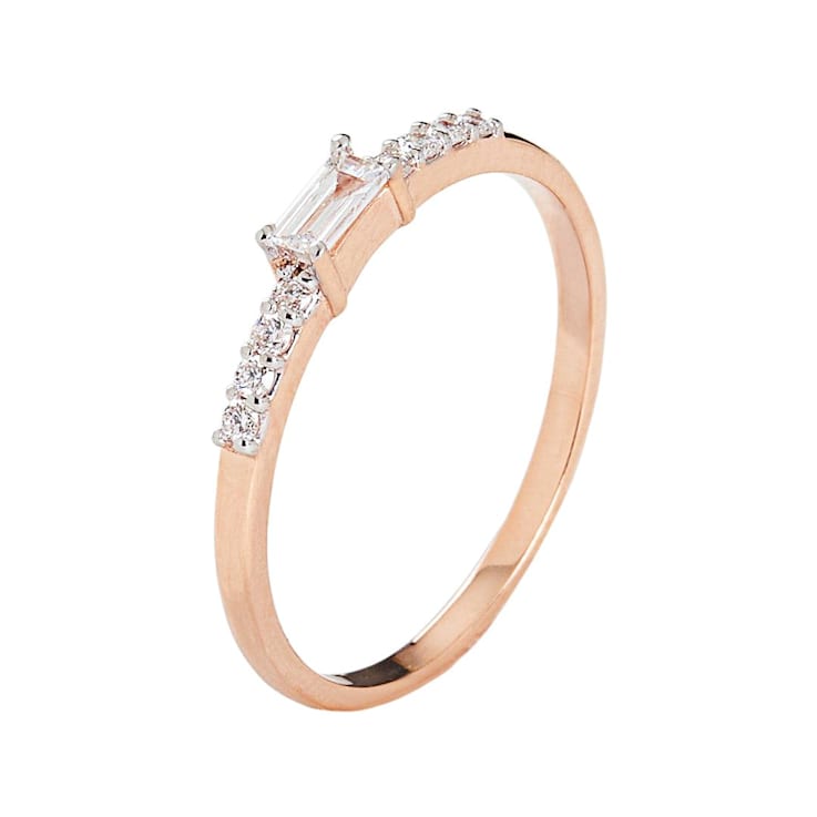 Lab Grown Diamond 10K Rose Gold Dainty Ring, 0.14ctw
