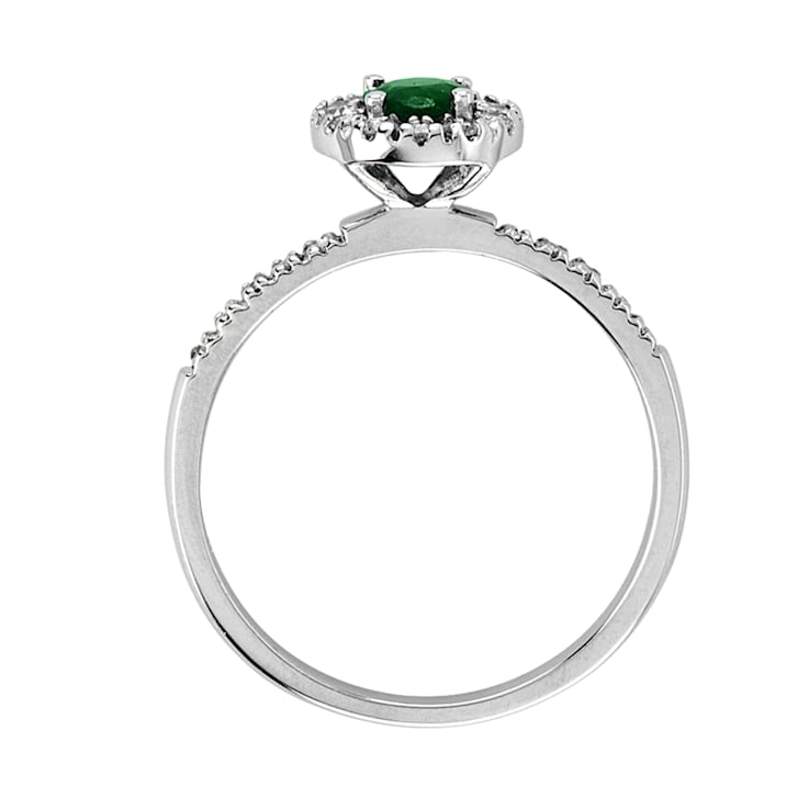 0.58ctw Emerald and Diamond Ring in 14k White Gold