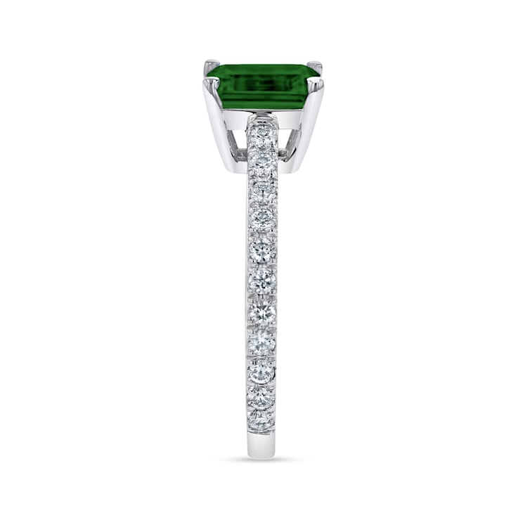 Emerald and Diamond 14k White Gold Engagement Ring 1.26ctw