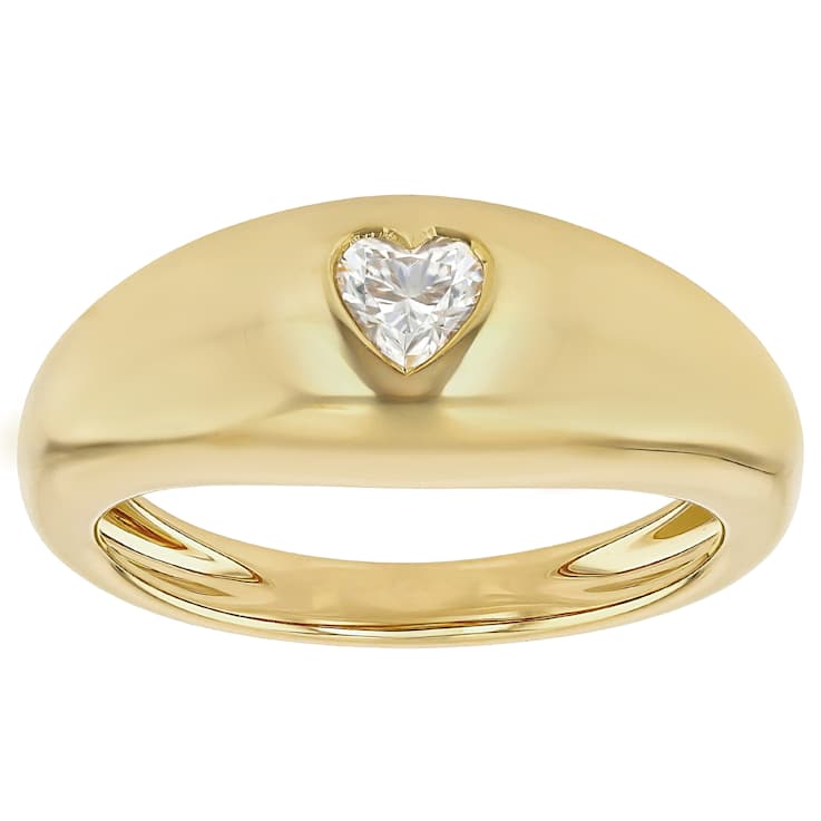 Heart Moissanite Band Ring In 14K Gold Over Sterling Silver