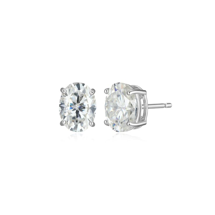 Oval Moissanite Platineve Stud Earrings 3.00ctw DEW