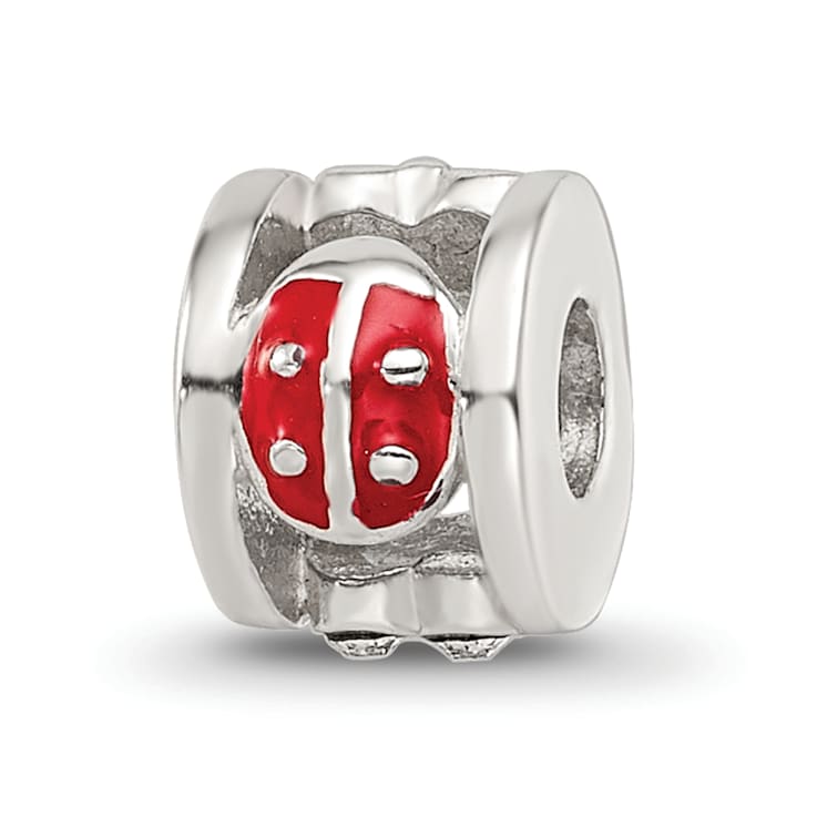 Sterling Silver Enamel Preciosa Crystal Ladybug Bead