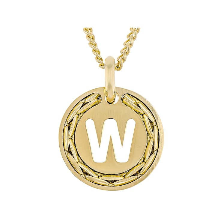 Cardano Initial W Pendant Necklace In 18K Gold Over Bronze