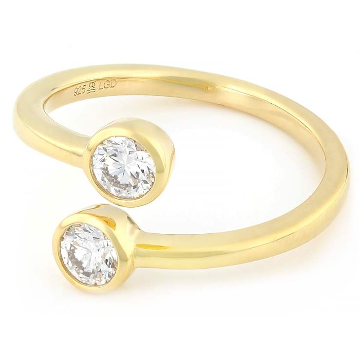 Contemporary Lab-Grown Diamond Two-Stone Bypass Ring 0.50ctw In 14K Gold
Over Sterling Silver