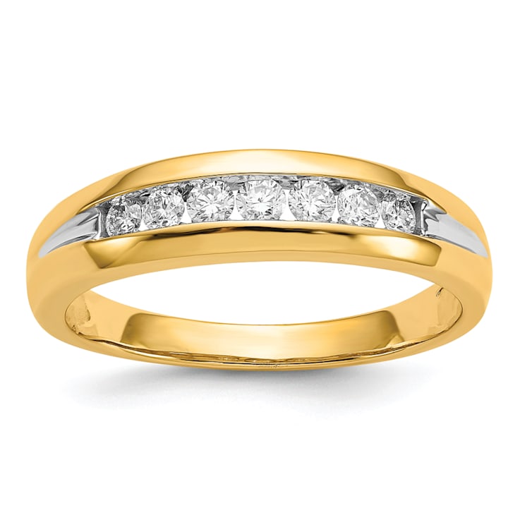 10K Yellow Gold with Rhodium Diamond Men's Channel Ring 0.32ctw