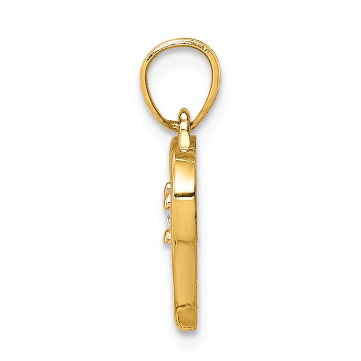 10k Yellow Gold Cubic Zirconia Heart Charm