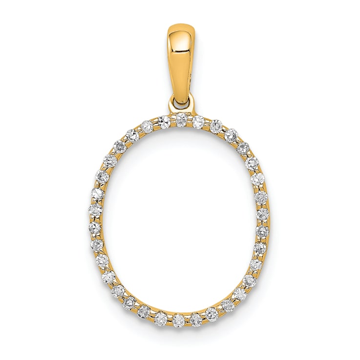 14K Yellow Gold Diamond Letter O Initial Pendant