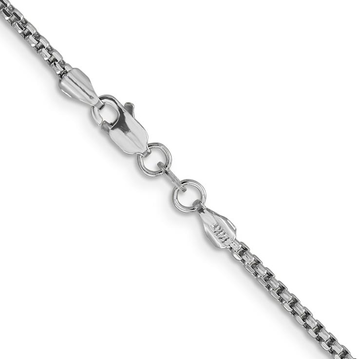 14k White Gold 1.75mm Hollow Round Box Chain 22"