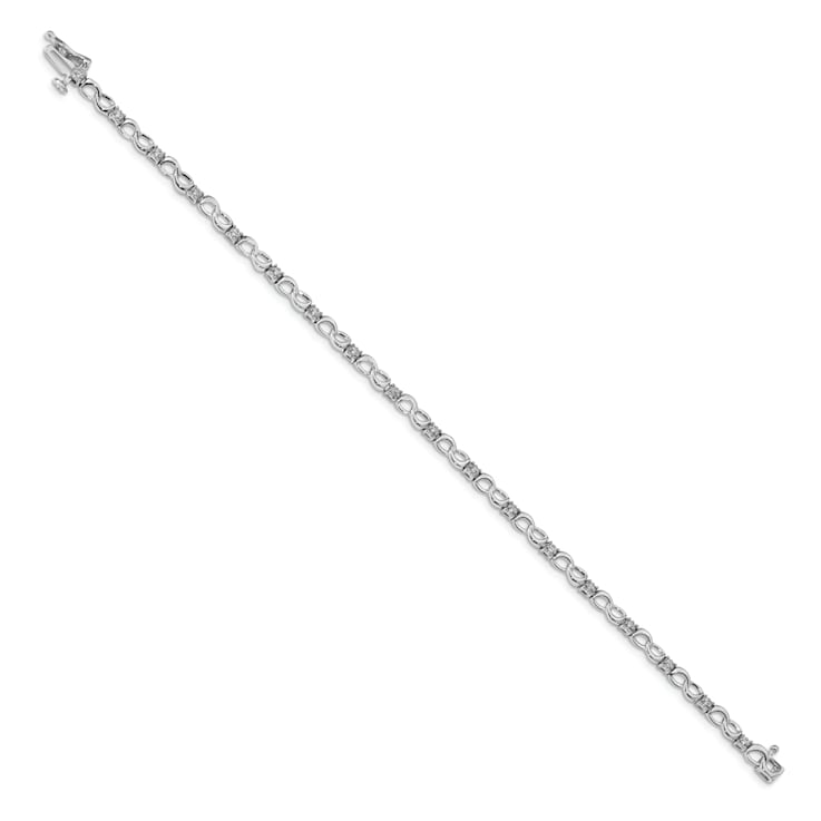 Rhodium Over 14k White Gold Diamond Figure 8 Link Bracelet