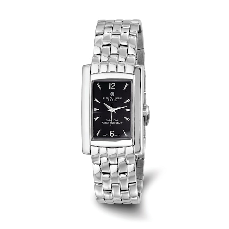 Mens Charles Hubert Solid Stainless Steel Black Dial 26x31mm Watch