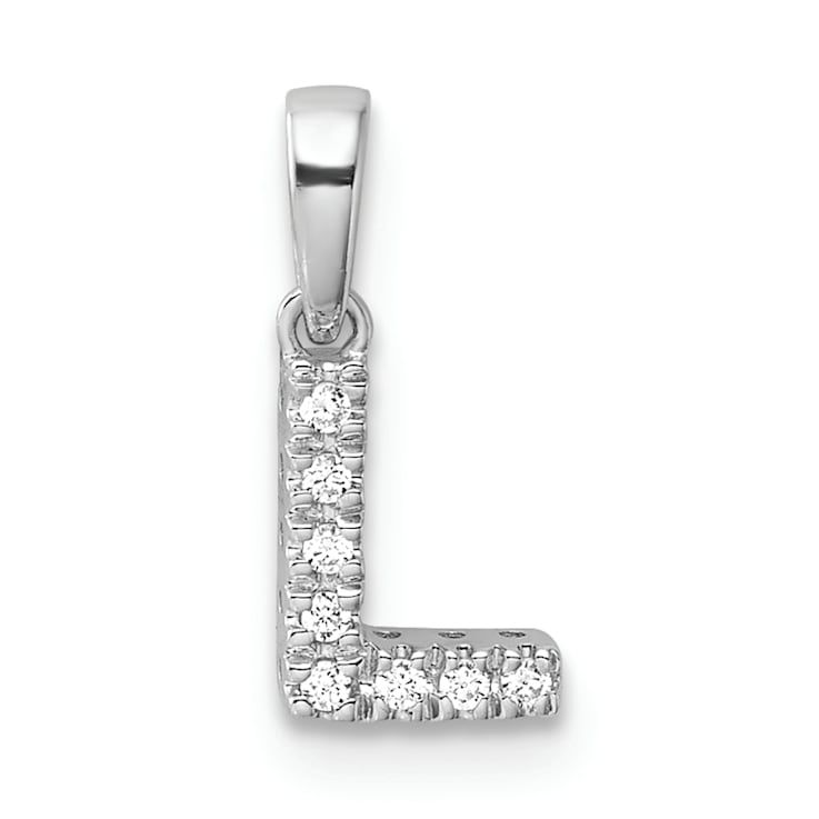 14K White Gold Diamond Letter L Initial with Bail Pendant