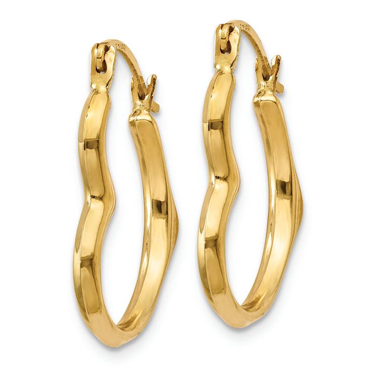 14k Yellow Gold 11/16" Heart Hoop Earrings
