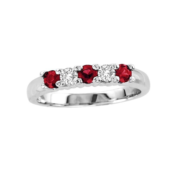 0.55ctw Ruby and Diamond Band Ring in 14k White Gold