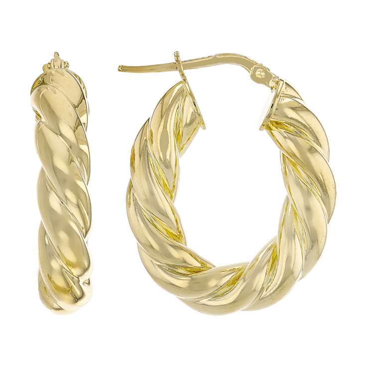Twisted Hoop Earrings In 18K Gold Over Bronze