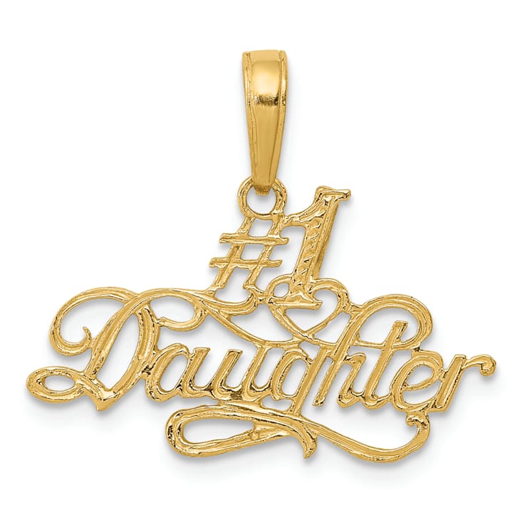 14k Yellow Gold Textured #1 Daughter Pendant