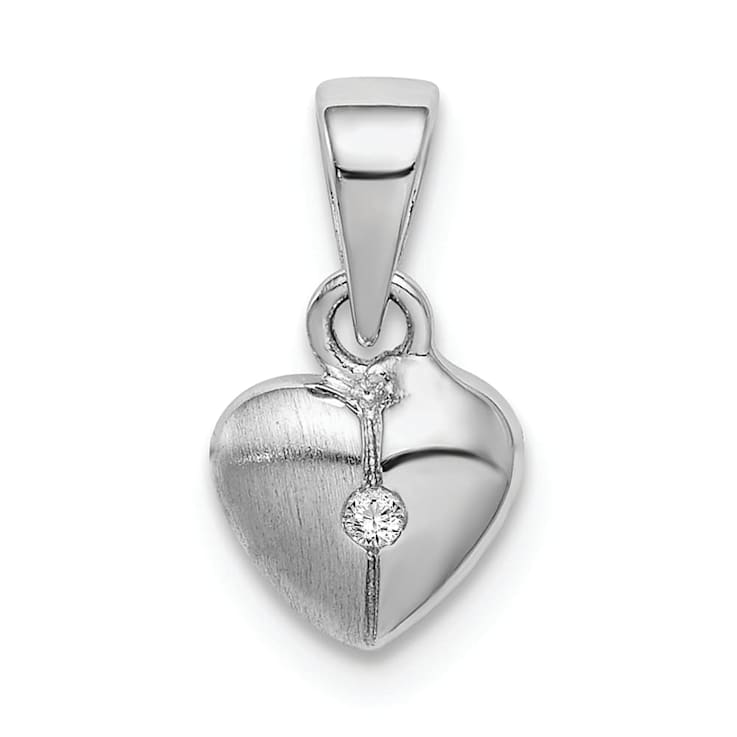 Rhodium Over Sterling Silver Polished and Satin Cubic Zirconia Heart
Children's Pendant