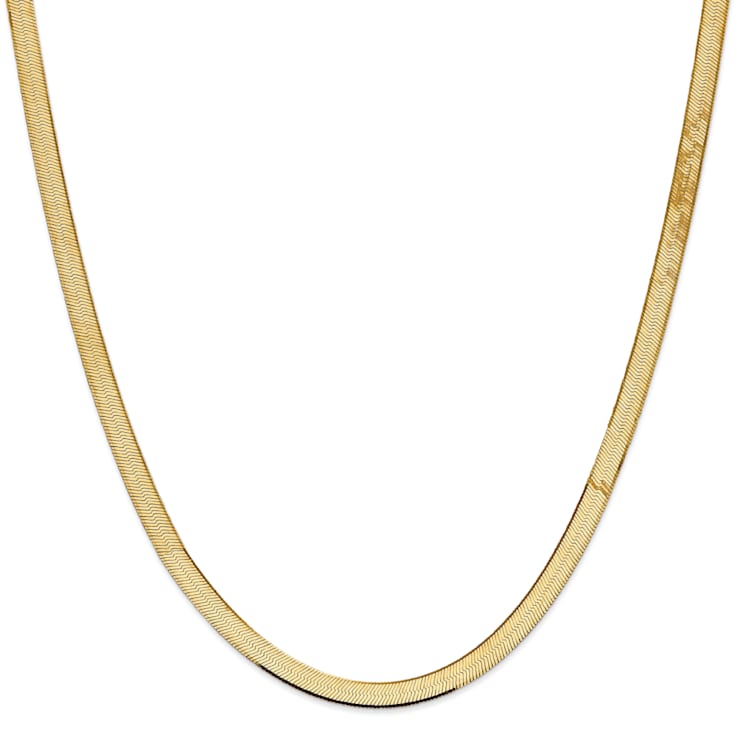 14K Yellow Gold 5.5mm Silky Herringbone Chain Necklace