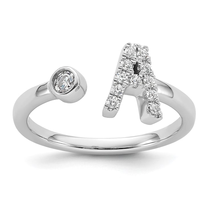 Rhodium Over 14K White Gold Lab Grown Diamond VS/SI GH, Initial
Adjustable Ring