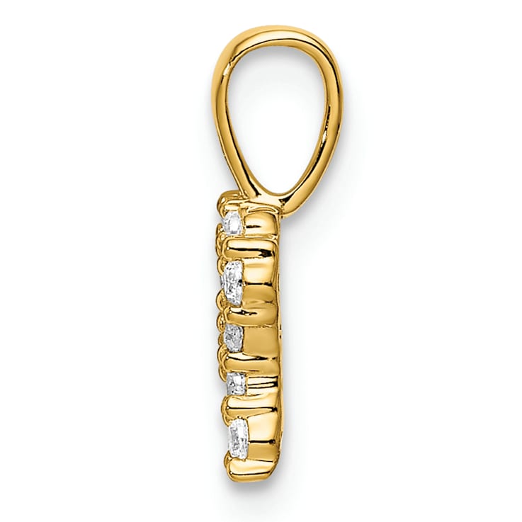 14K Yellow Gold Lab Grown Diamond Letter R Initial Pendant