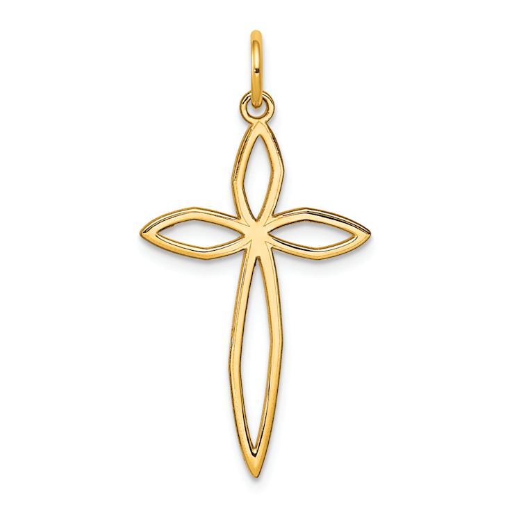 14k Yellow Gold Laser Designed Passion Cross Pendant