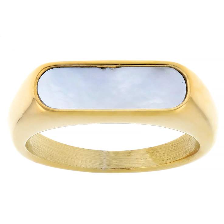 Mother-Of-Pearl Signet Gold-Tone Ring