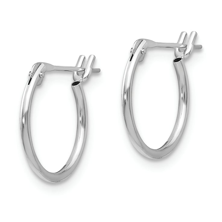 Rhodium Over 14K White Gold 1mm Hoop Earrings