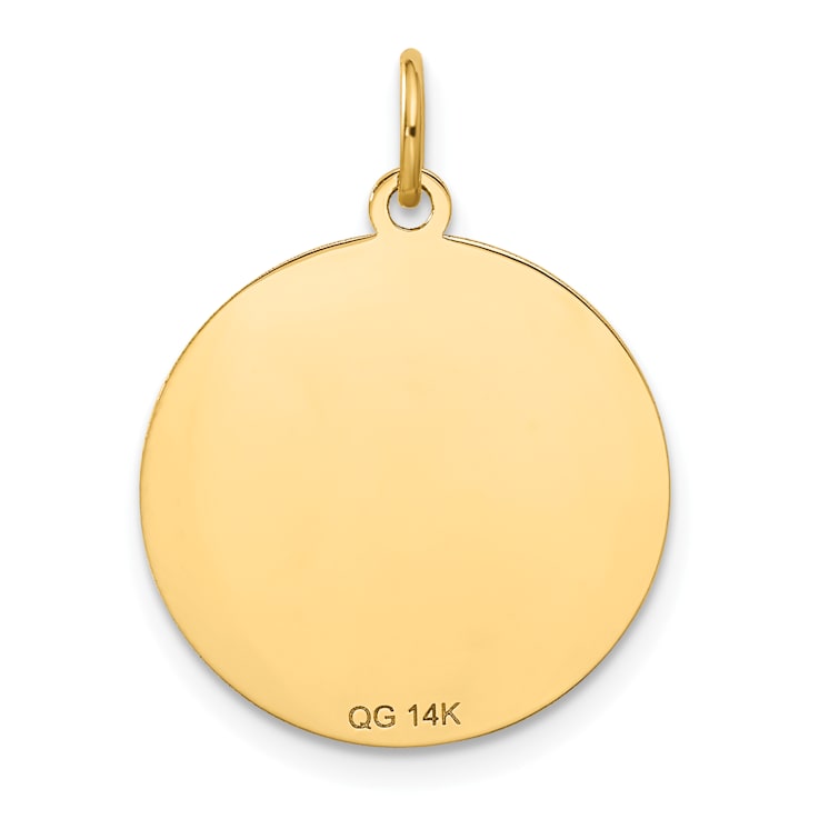 14K Yellow Gold Merry Christmas Disc Charm Pendant