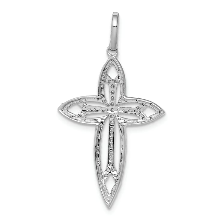 Rhodium Over 14K White Gold 1/4ct. Diamond Fancy Cross Pendant