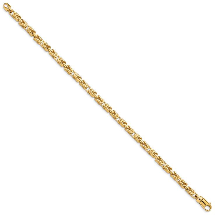 10k Yellow Gold 4.1mm Hand-polished Byzantine Link Bracelet