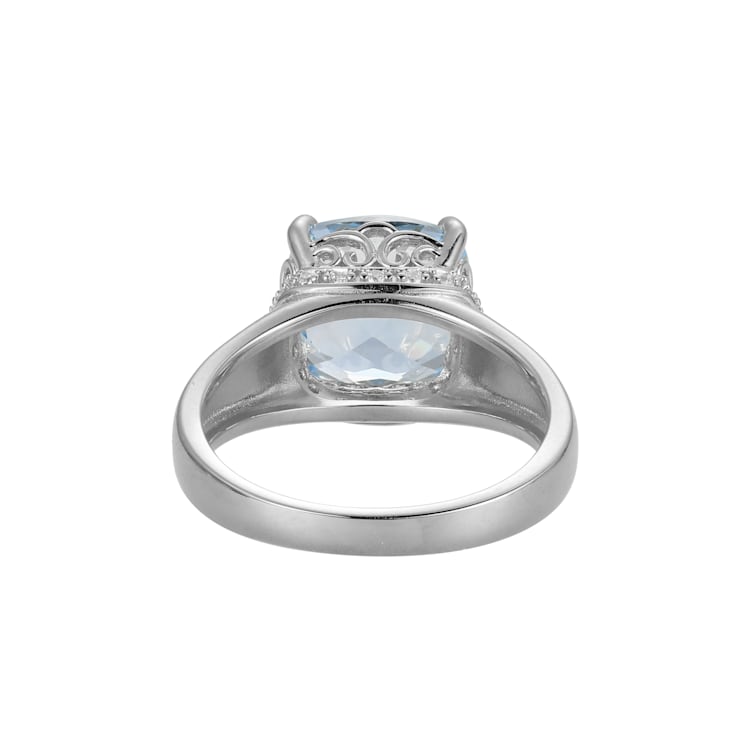 Lab Blue Spinel And White Cubic Zirconia Platinum Over Silver March
Birthstone Ring 3.79ctw