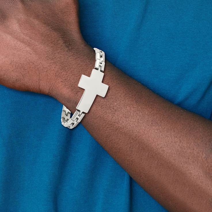 Stainless Steel Polished Cross Bracelet