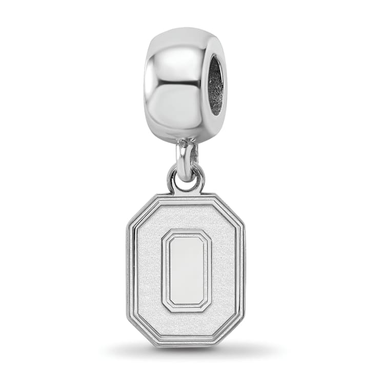Sterling Silver Rhodium-plated LogoArt Ohio State University Small
Dangle Bead