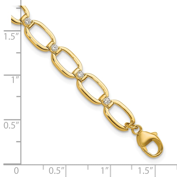 14K Yellow Gold Lab Grown Diamond VS/SI GH, Oval Link with 0.25 Inch
Extension Bracelet